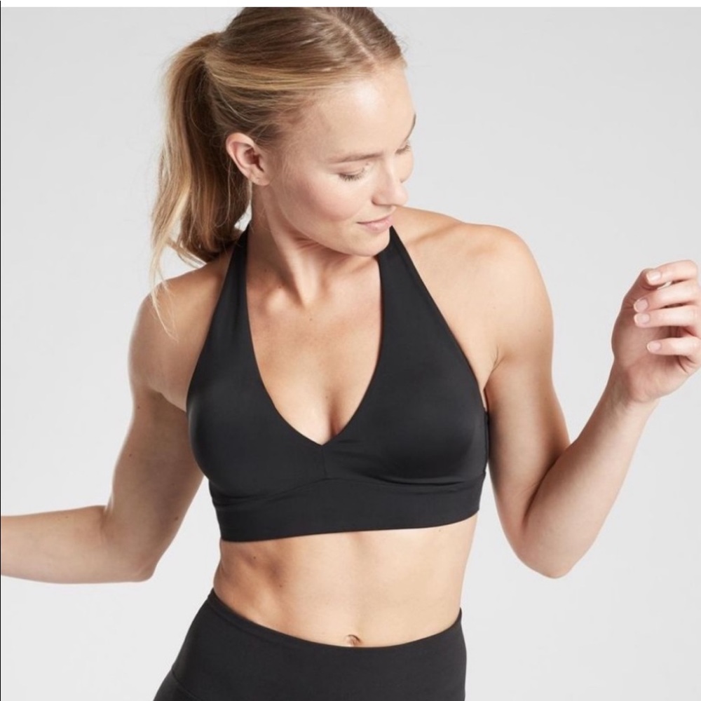 Athleta Yin Yoga Wireless Plunge Sports Bra - 34b/c - black